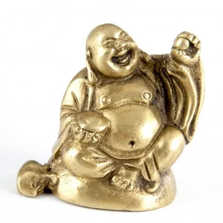 Happy Buddha 4,5cm Messing mit Hand oben