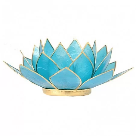 Teelichthalter Chakra Lotus gold hellblau