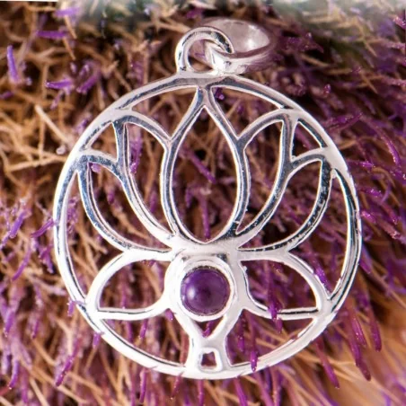 Anhänger Lotus mit Amethyst
