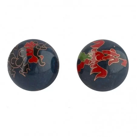 Qi Gong Kugeln 40mm Drache und Phoenix blau