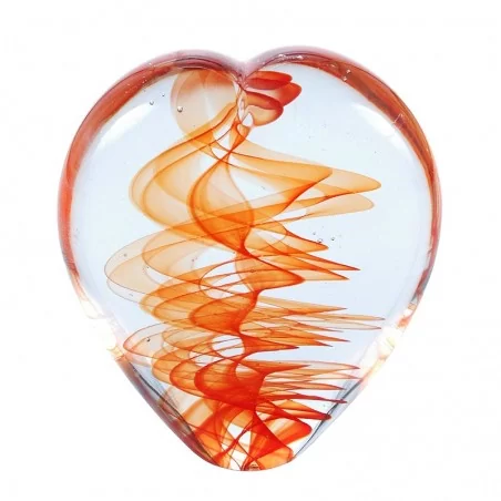 Paperweight Glas Herz rote Spirale 10cm
