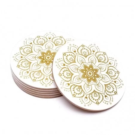 Set Untersetzer Mandala weiss