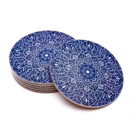 6er Set Untersetzer Mandala blau