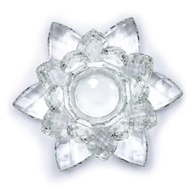 Kristall Teelichthalter - Lotus 20cm