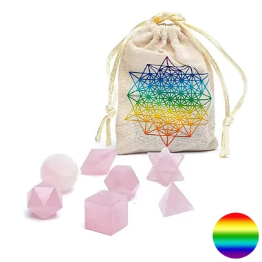 Heilige Geometrie-Set - 7-teilig - Rosenquarz