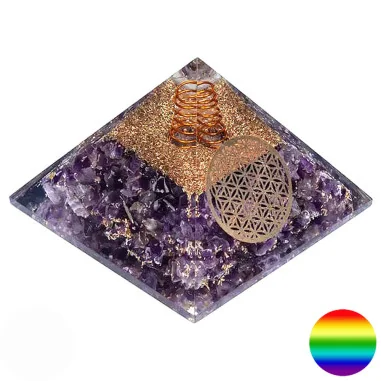 Orgon-Pyramide - Amethyst Blume des Lebens 70mm