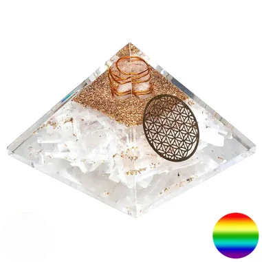 Orgon-Pyramide - Selenit Blume des Lebens 70mm