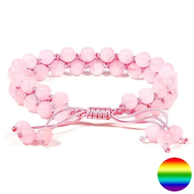 Armband 2-Reihig - Rosenquarz Kugeln 6mm