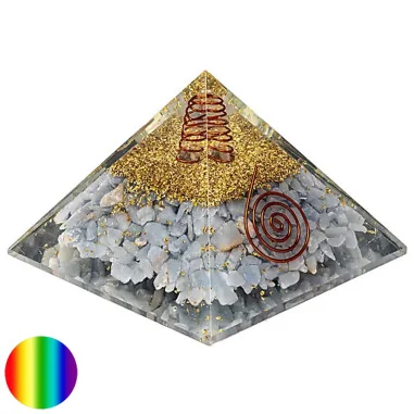 Orgonit-Pyramide - Angelit mit Engelsflügel Spirale 80mm