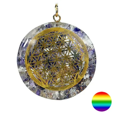Orgon Anhänger - Blume des Lebens - Amethyst Bergkristall